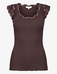 Rosemunde - Silk top w/ lace - sleeveless tops - black brown - 0