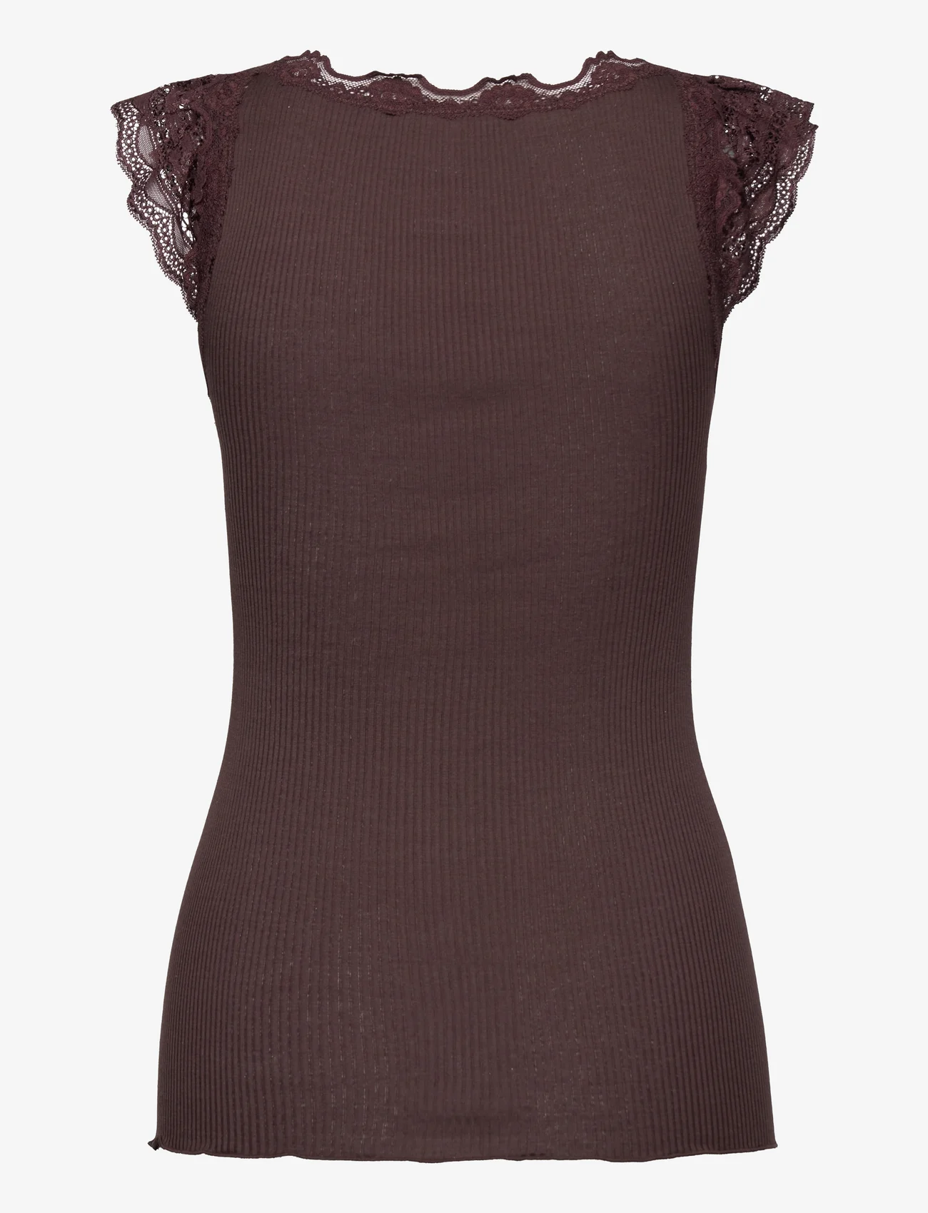 Rosemunde - Silk top w/ lace - sleeveless tops - black brown - 1