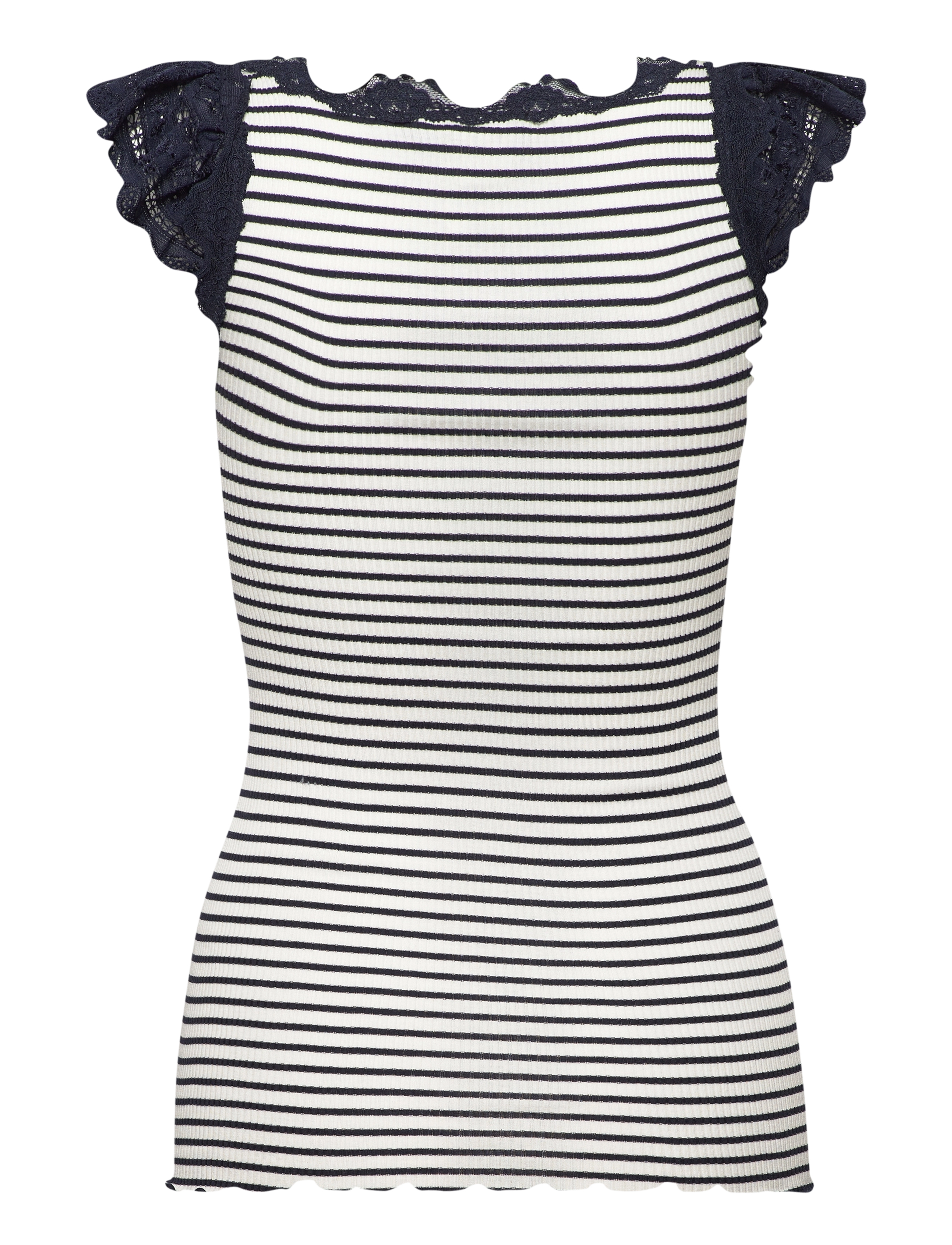 Rosemunde - Silk top w/ lace - ivory navy stripe - 1