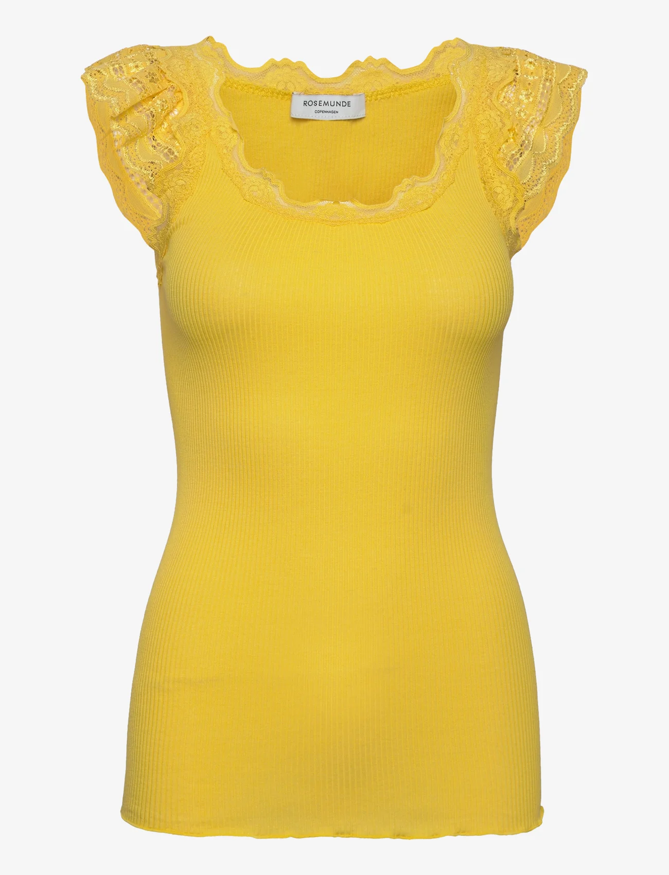 Rosemunde - Silk top w/ lace - sleeveless tops - sunshine yellow - 0