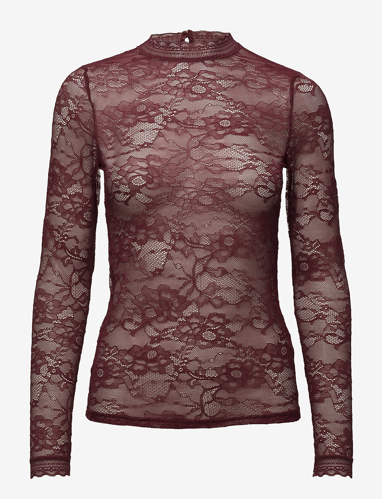 Rosemunde - T-shirt regular ls w/lace - cabernet - 0