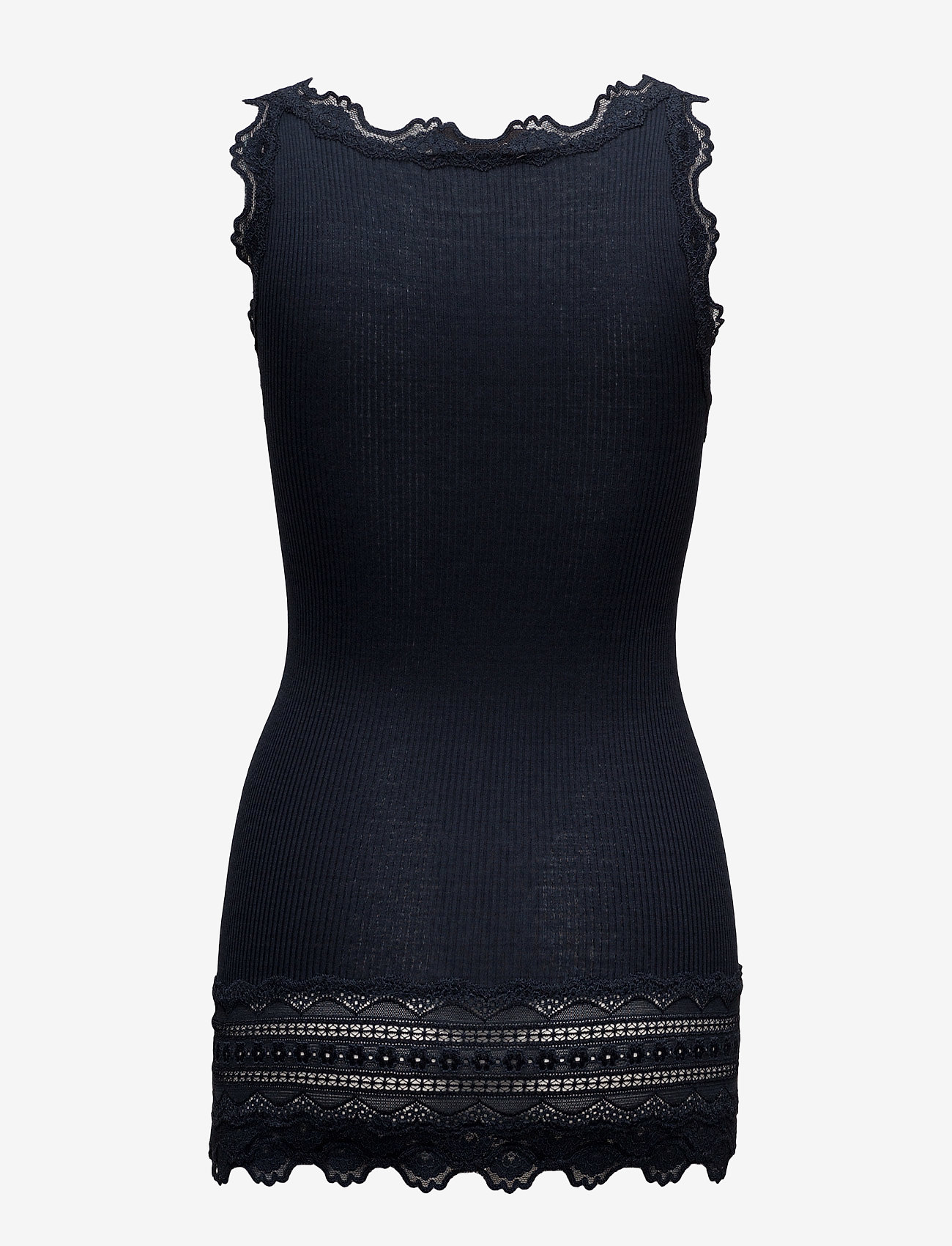 Rosemunde - Silk top w/ lace - navy - 1