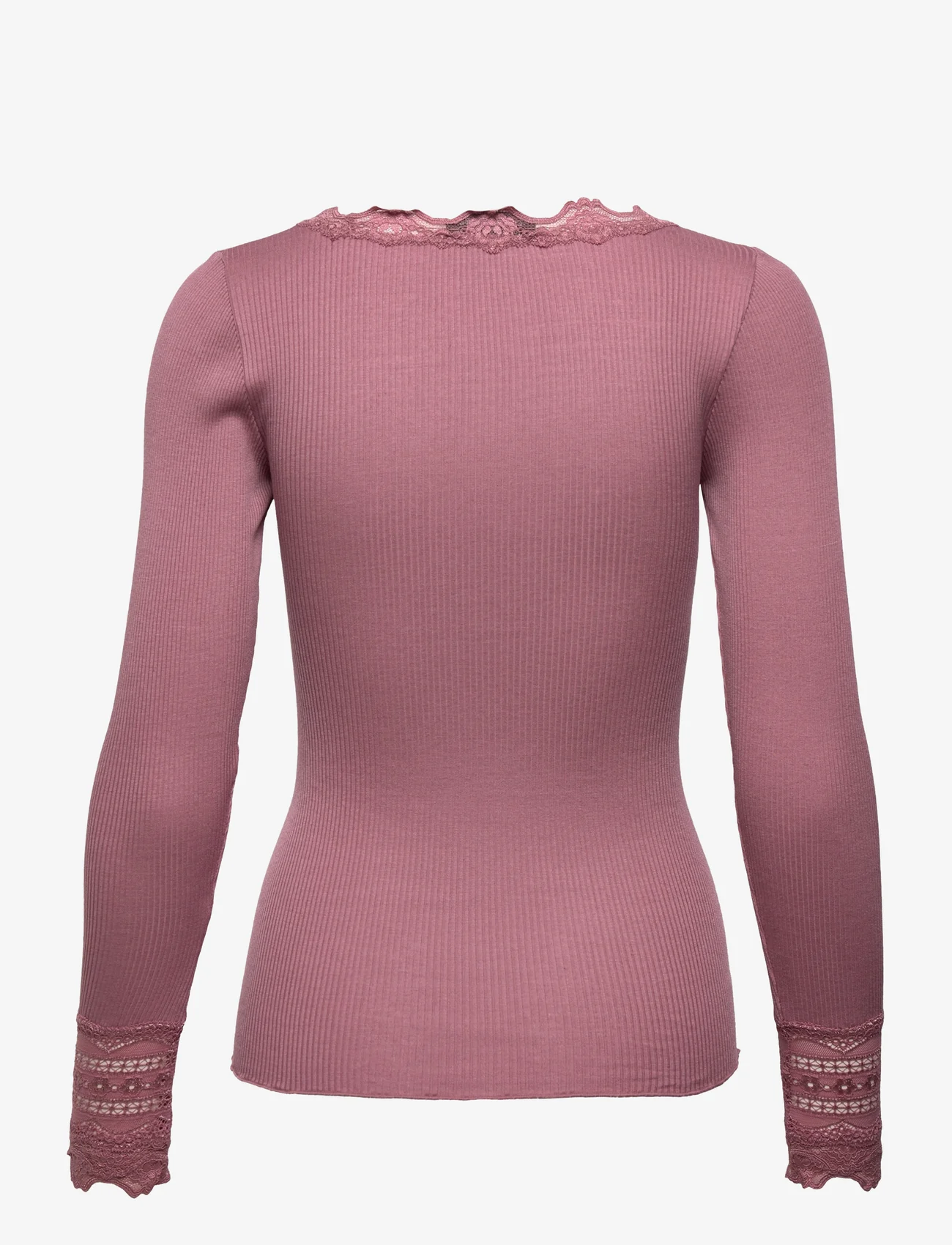 Rosemunde - Silk t-shirt w/ lace - langärmlige tops - antique rose - 1