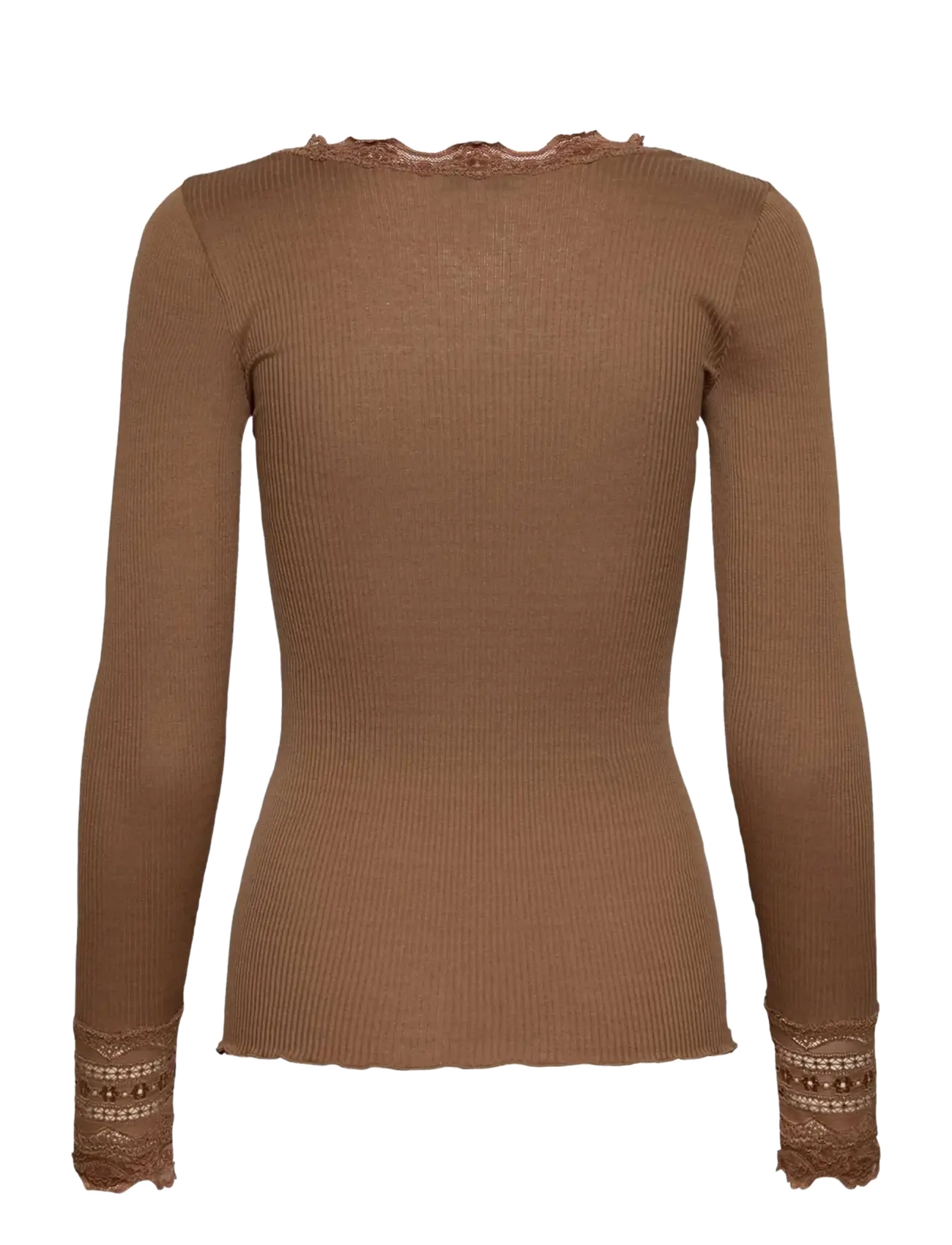 Rosemunde - RWBenita Silk LS O-neck Lace T-shir - t-shirts met lange mouwen - coca mocha - 2