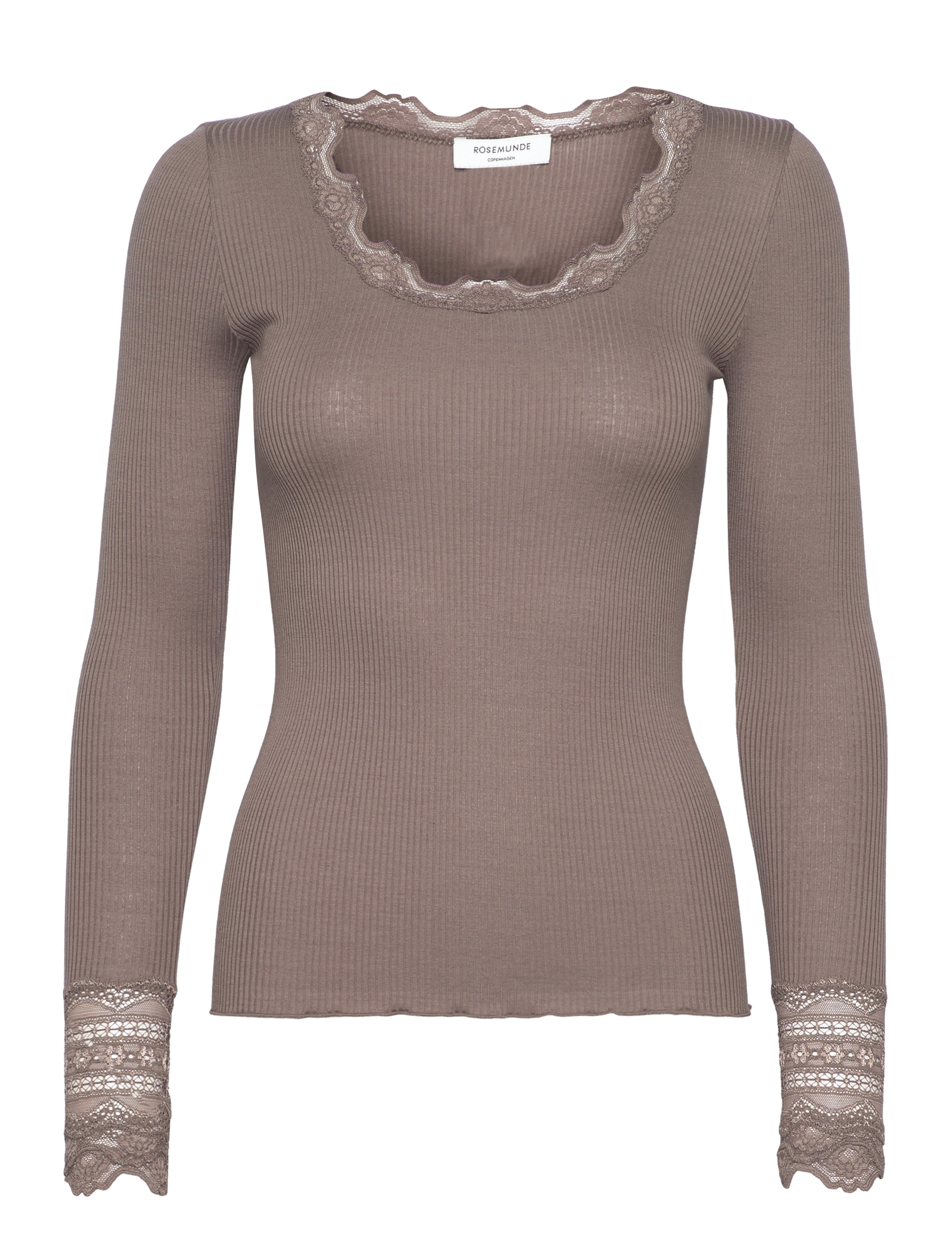 ROSEMUNDE Rwbenita Silk Ls O-Neck Strickjacke T-Shirt Grau - L - Damen