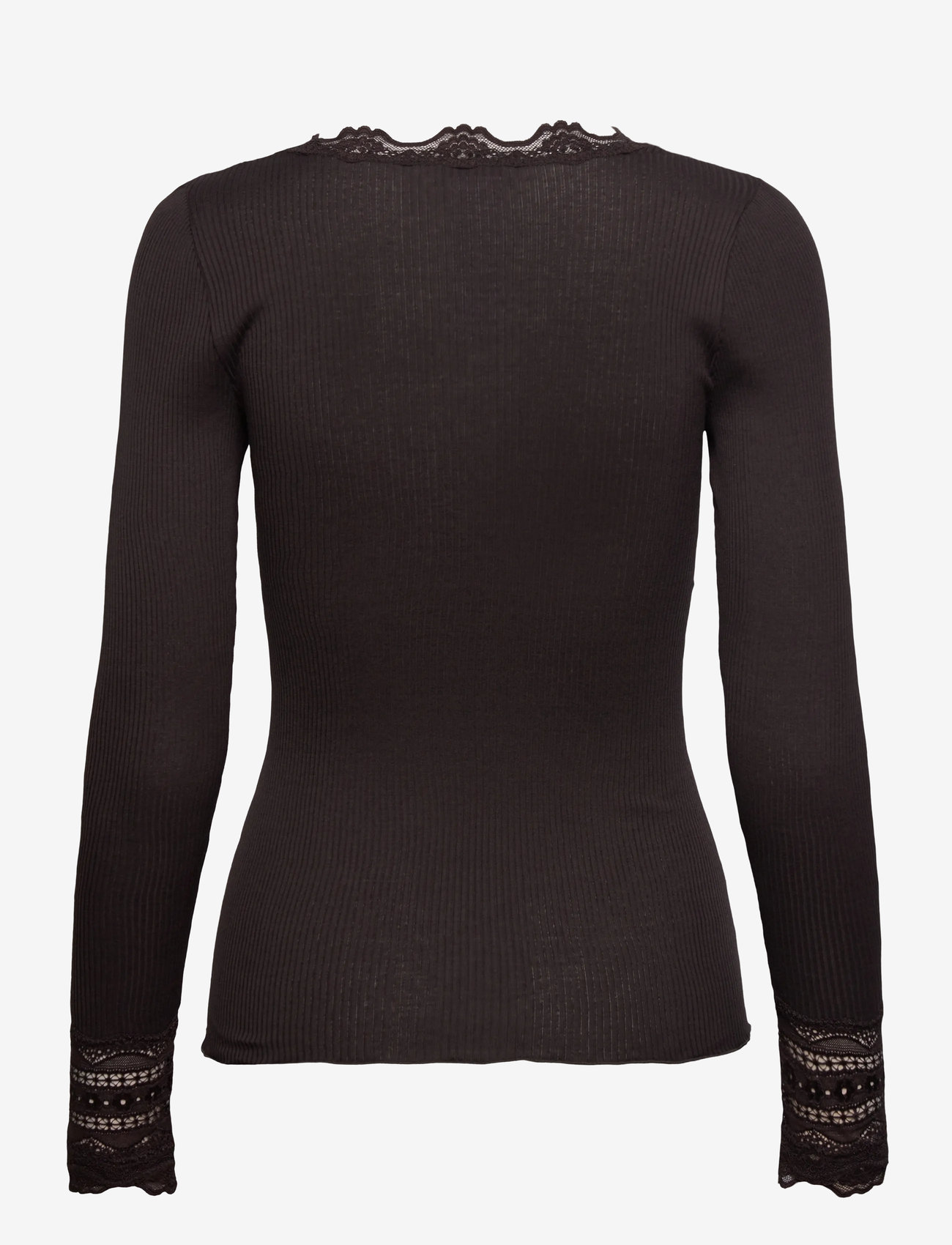 Rosemunde - RWBenita Silk LS O-neck Lace T-shirt - topy z długimi rękawami - ganache - 1