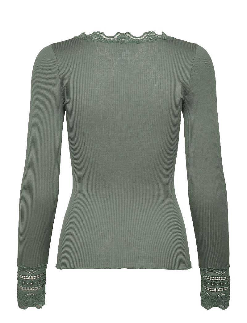 Rosemunde - Silk t-shirt w/ lace - langærmede toppe - laurel wreath - 1