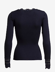 Rosemunde - Silk t-shirt w/ lace - long-sleeved tops - navy - 1