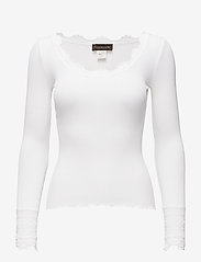Rosemunde - Silk t-shirt w/ lace - långärmade toppar - new white - 0