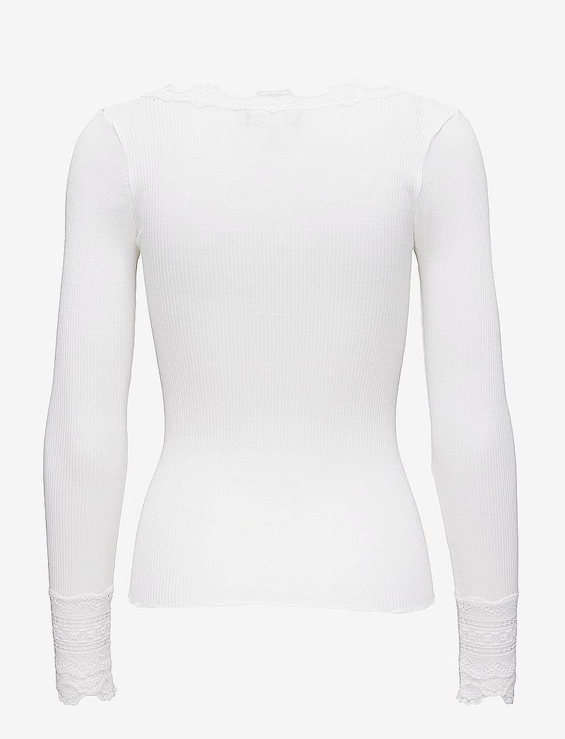 Rosemunde - RWBenita Silk LS O-neck Lace T-shir - langärmlige tops - new white - 1