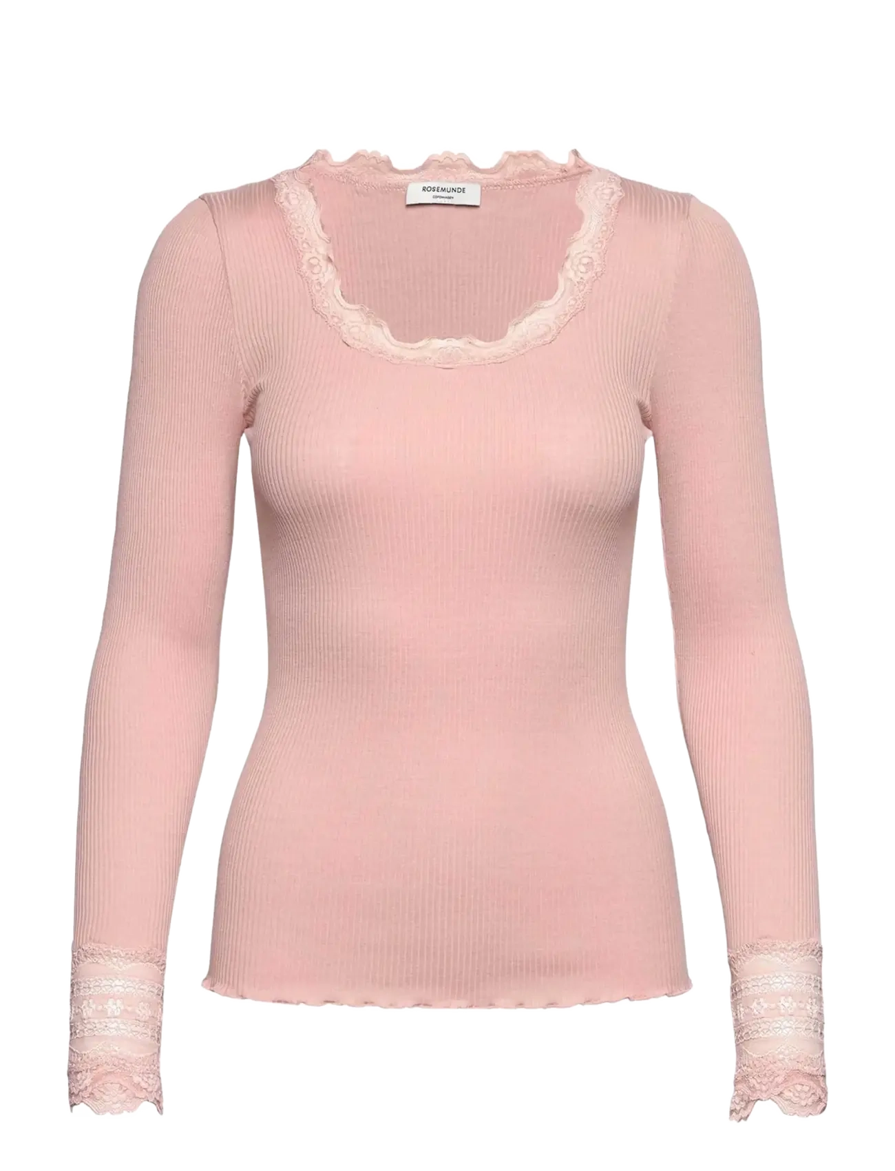 Rosemunde RWBenita Silk LS O-neck Lace T-shir - T-shirts met lange mouwen - ROSE SMOKE / pink/rose