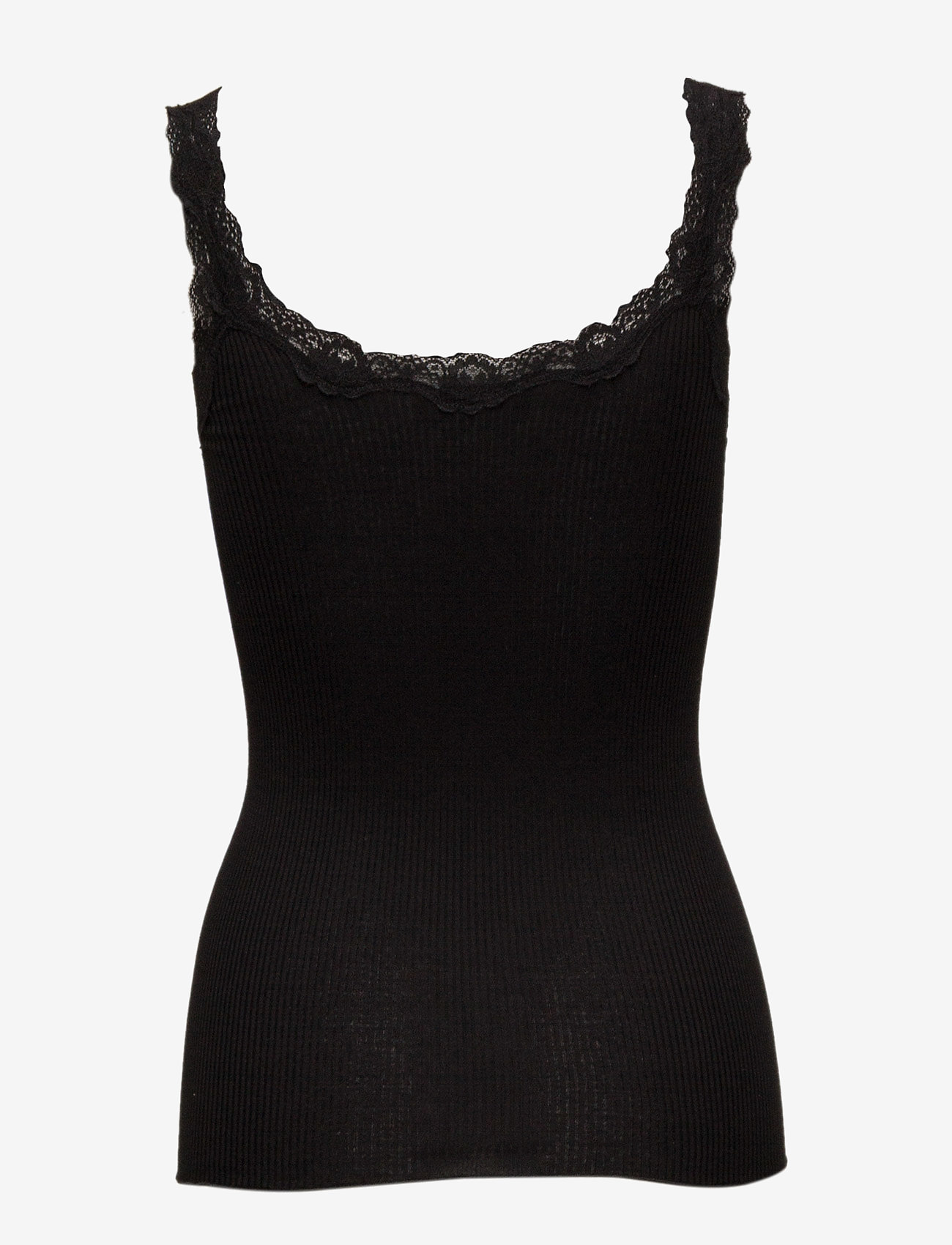 Rosemunde - RWBabette Silk SL Deep Back Lace Top - topid ja varrukateta alussärgid - black - 1