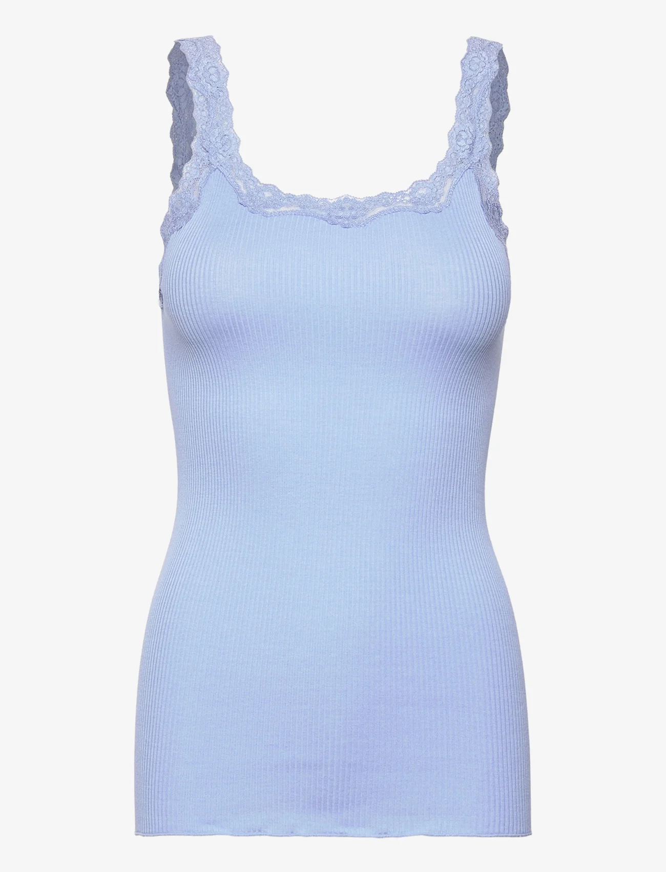 Rosemunde - Silk top w/ lace - sleeveless tops - blue heaven - 0