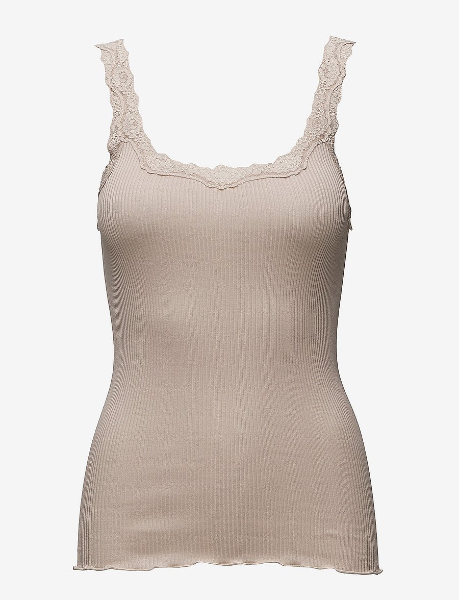 Rosemunde - RWBabette Silk SL Deep Back Lace To - tanktops - cacao - 0