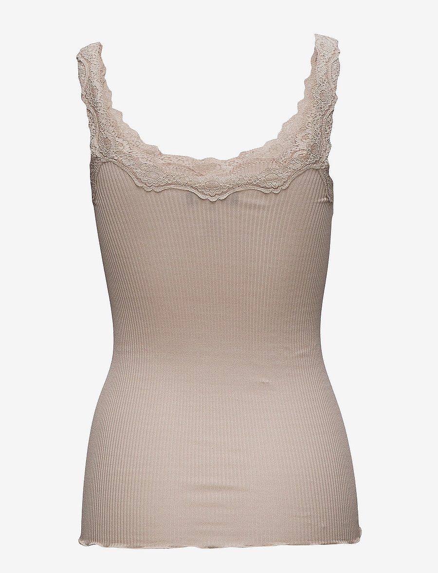 Rosemunde - RWBabette Silk SL Deep Back Lace To - tanktops - cacao - 1