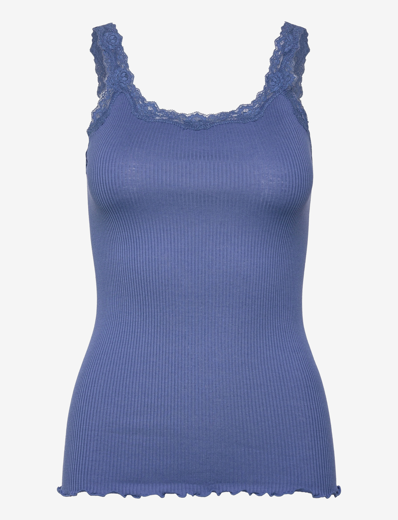 Rosemunde - RWBabette Silk SL Deep Back Lace Top - tanktops - dutch blue - 1