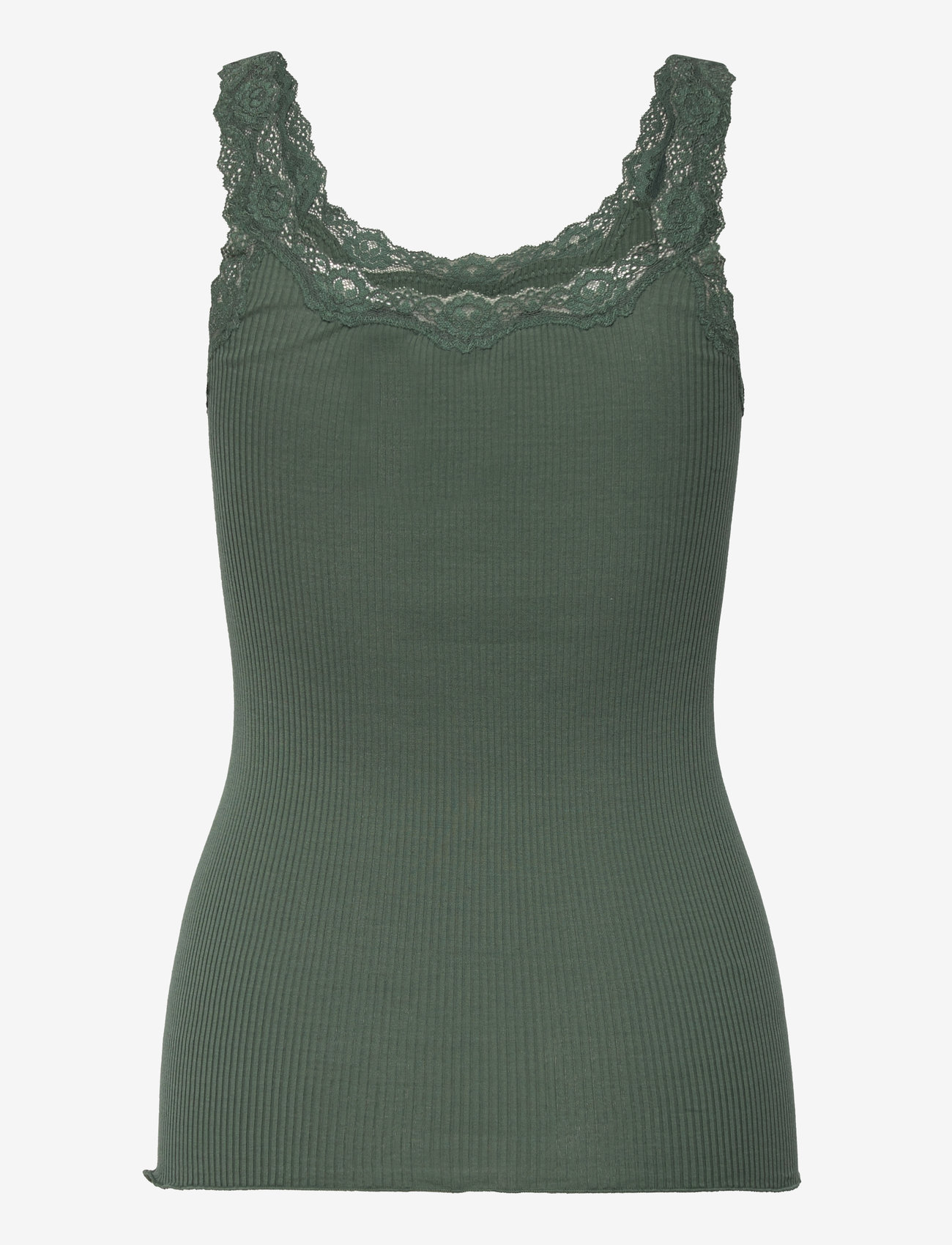 Rosemunde - Silk top w/ lace - sleeveless tops - forest - 1