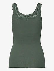 Rosemunde - Silk top w/ lace - sleeveless tops - forest - 1