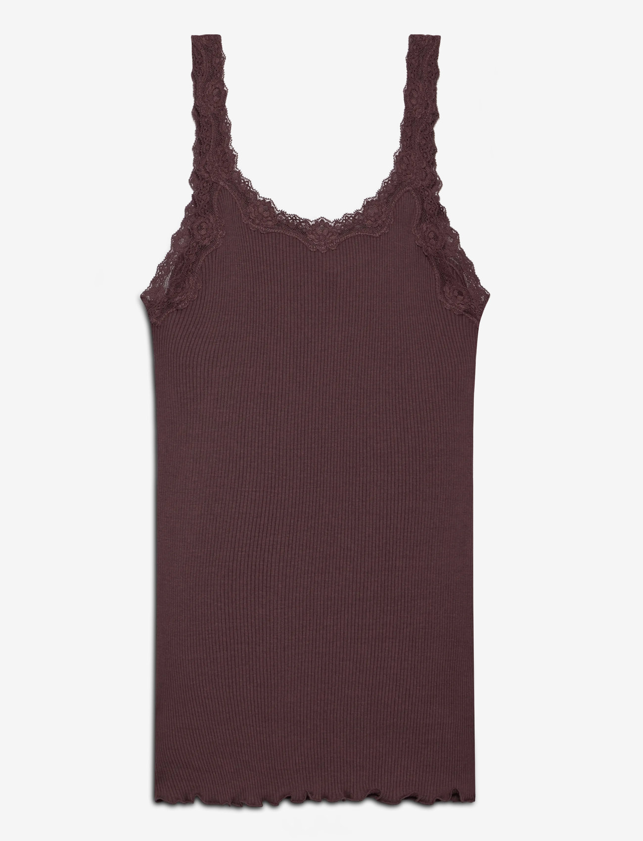 Rosemunde - RWBabette Silk SL Deep Back Lace To - tanktops - fudge - 1