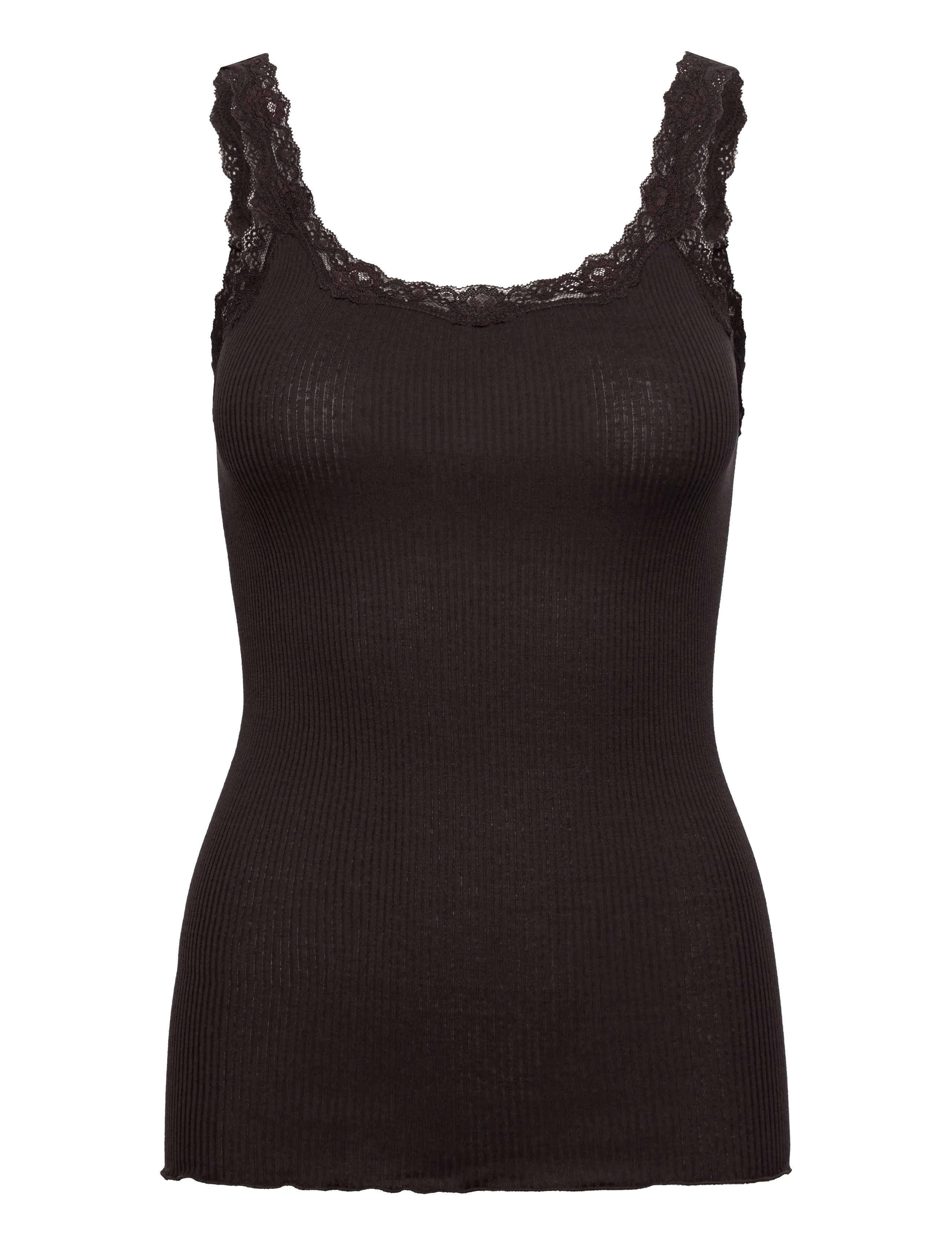 Rosemunde Rwbabette Silk Sl Deep Back Lace To, XL, Brown, T-Shirts & Toppe > Uden Ærmer, Dame