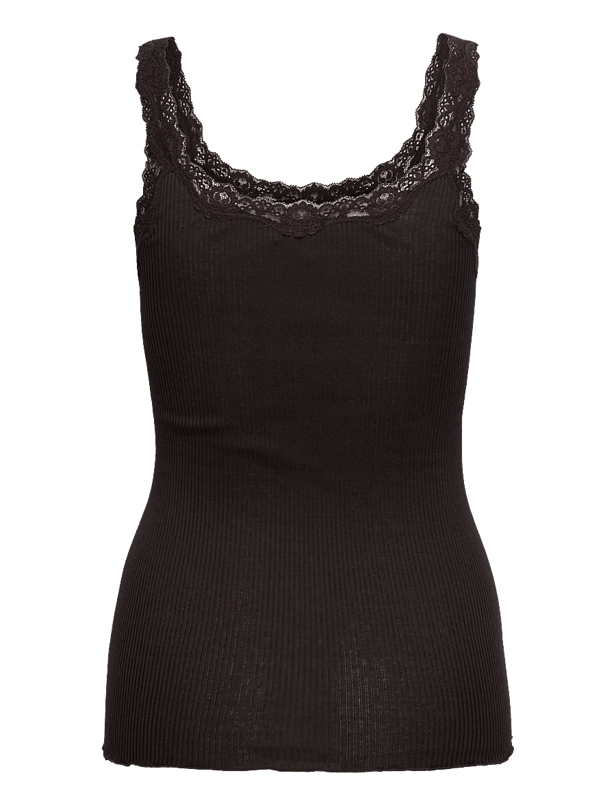 Rosemunde - RWBabette Silk SL Deep Back Lace To - varrukateta topid - ganache - 1