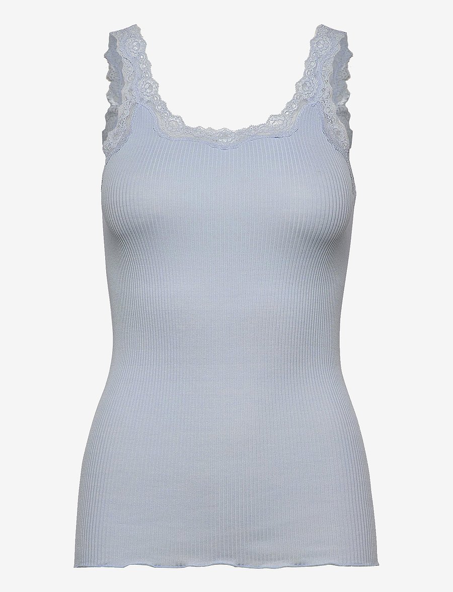 Rosemunde - RWBabette Silk SL Deep Back Lace Top - linnen - heather sky - 0