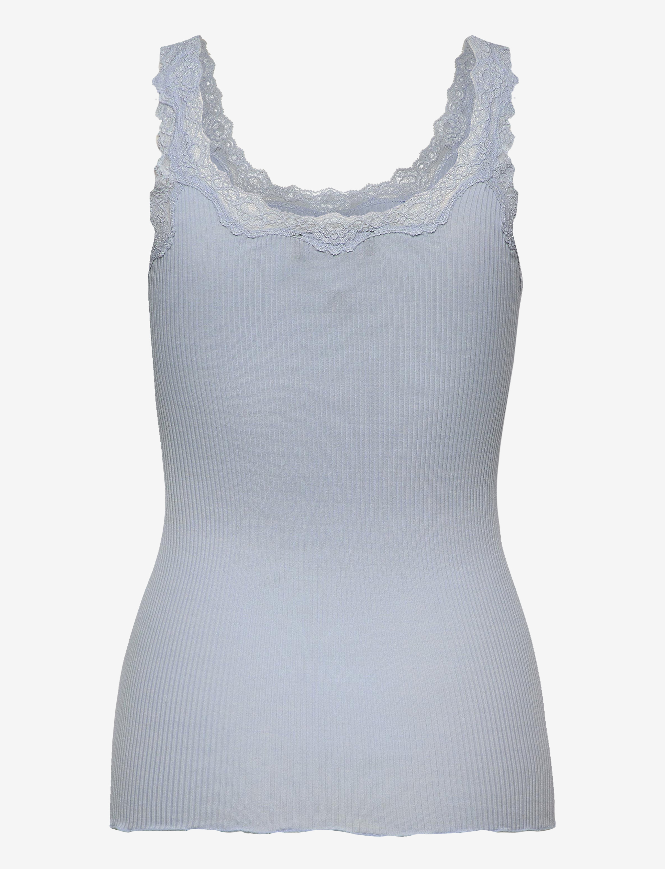 Rosemunde - RWBabette Silk SL Deep Back Lace To - Ärmellose tops - heather sky - 1