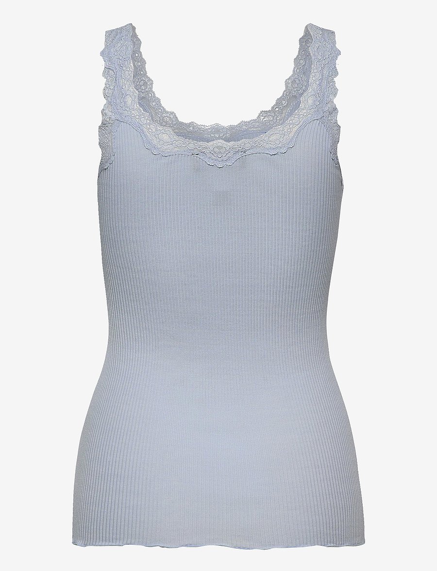 Rosemunde - RWBabette Silk SL Deep Back Lace Top - linnen - heather sky - 1