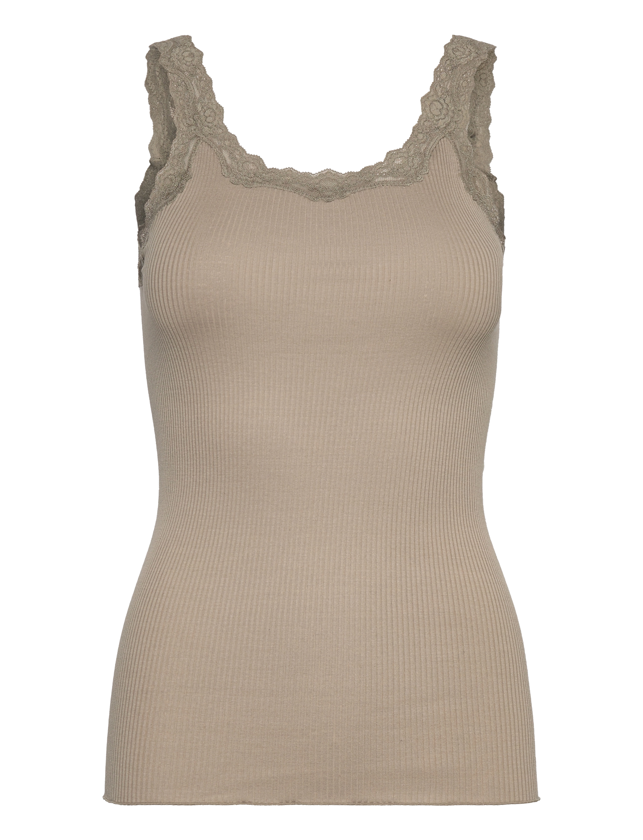 Rosemunde - RWBabette Silk SL Deep Back Lace To - tanktops - laurel oak - 1