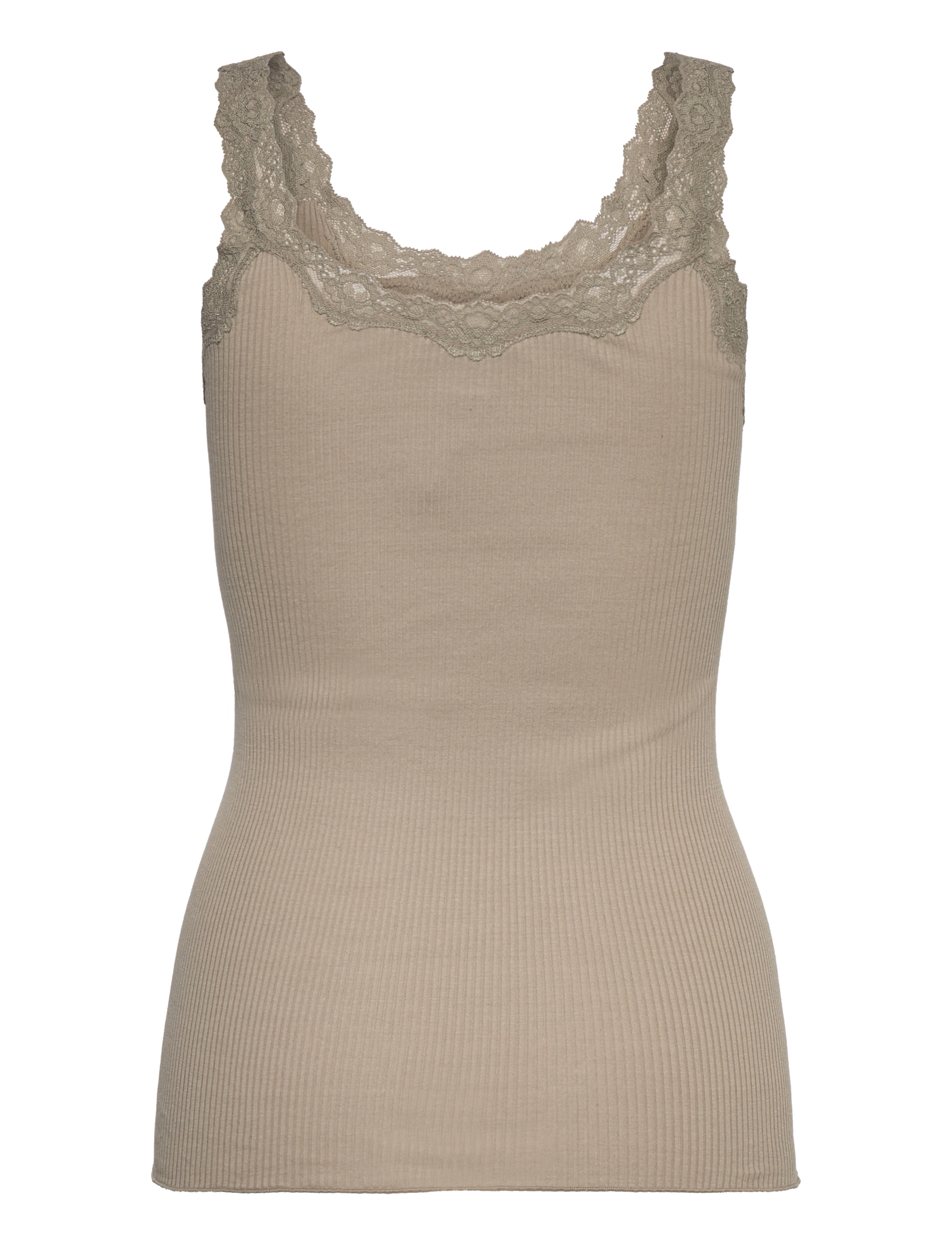 Rosemunde - RWBabette Silk SL Deep Back Lace To - tanktops - laurel oak - 2