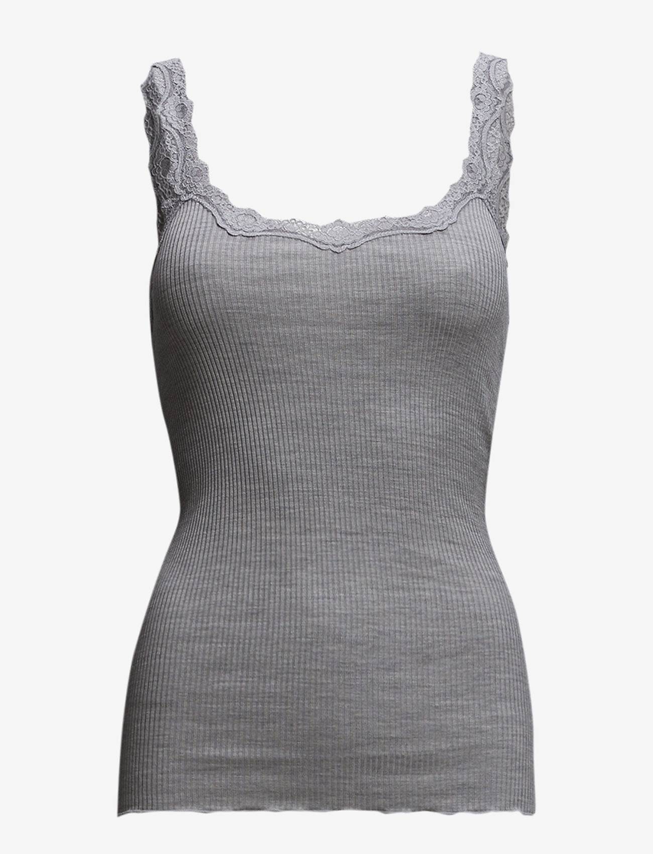 Rosemunde - Silk top w/ lace - laveste priser - light grey melange - 0