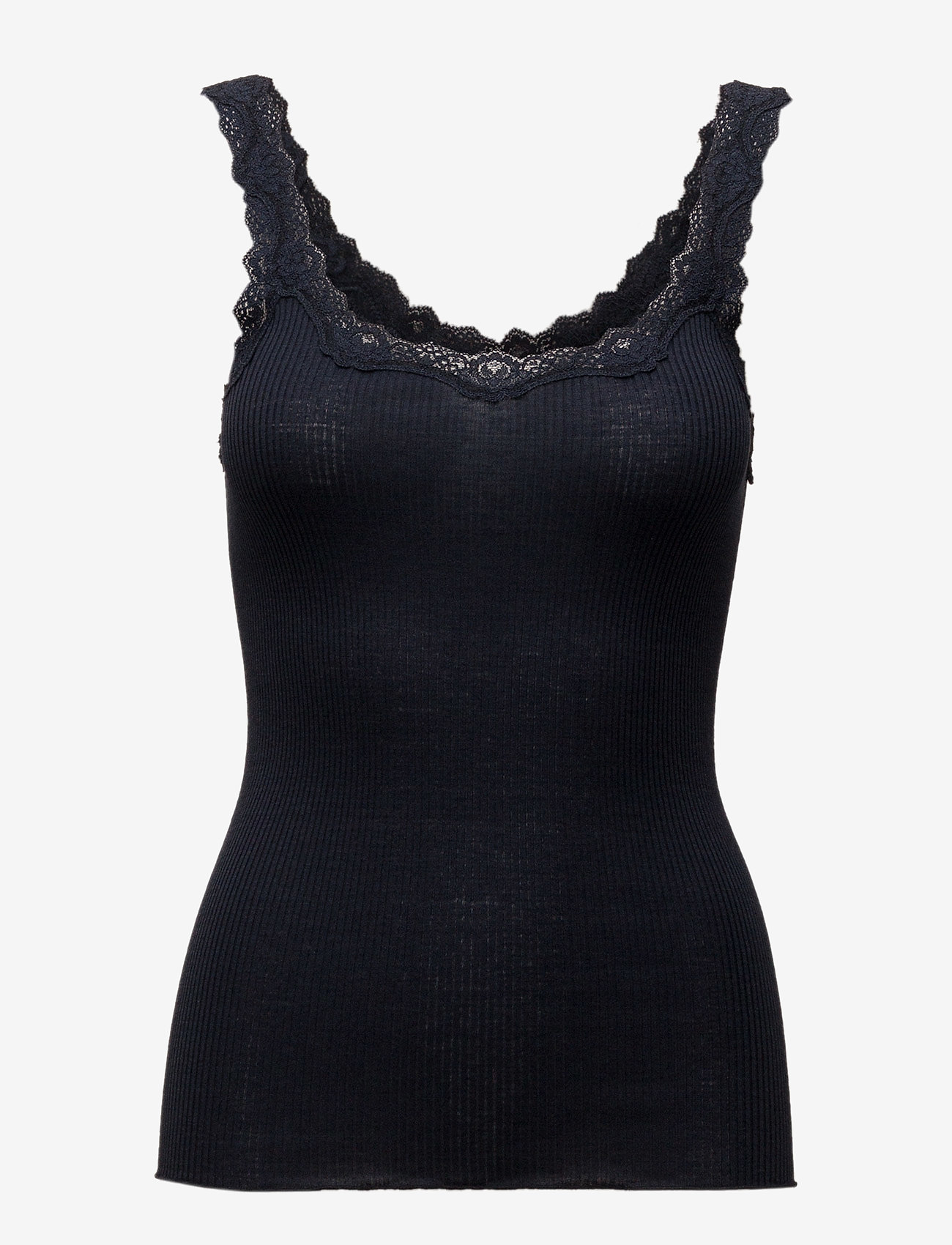 Rosemunde RWBabette Silk SL Deep Back Lace Top - Tøj - NAVY / navy