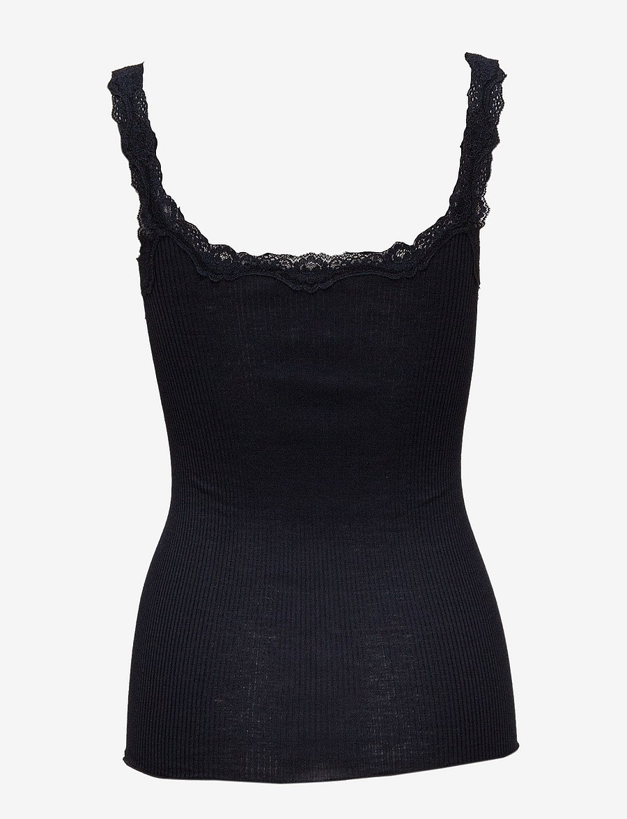 Rosemunde - RWBabette Silk SL Deep Back Lace Top - varrukateta topid - navy - 1