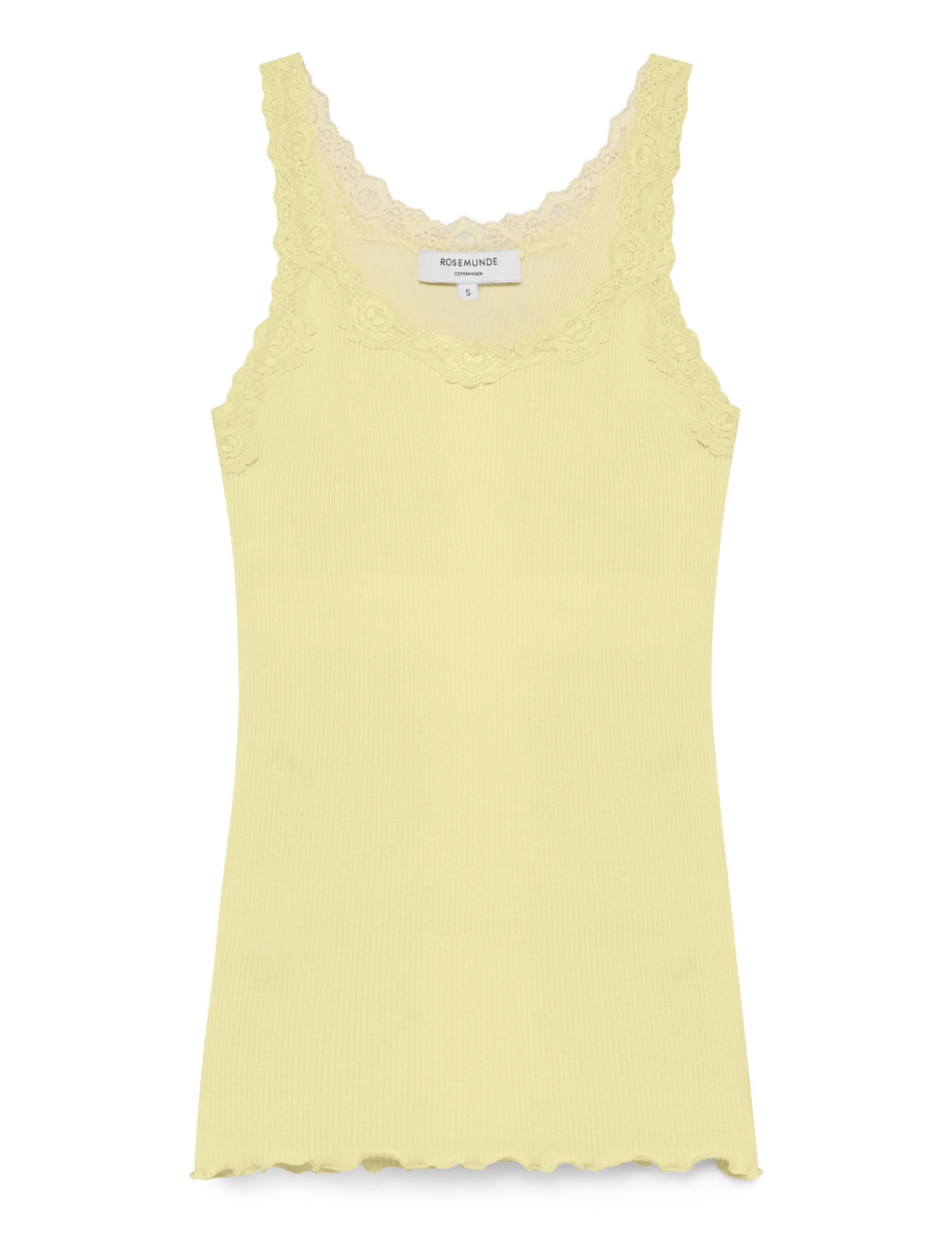Rosemunde RWBabette Silk SL Deep Back Lace Top - Tøj - PASTEL YELLOW / yellow