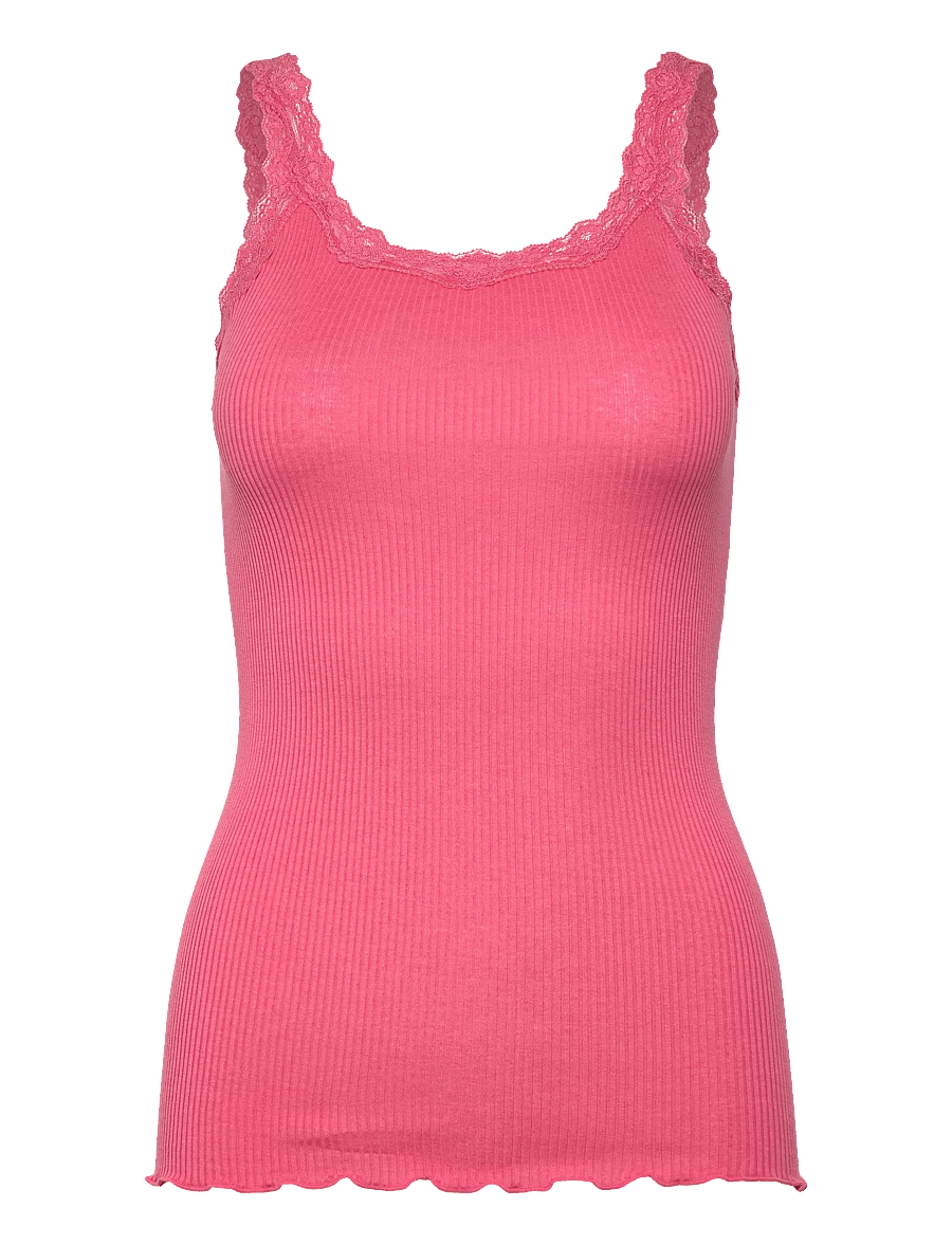 Rosemunde - RWBabette Silk SL Deep Back Lace Top - varrukateta topid - rapture rose - 1