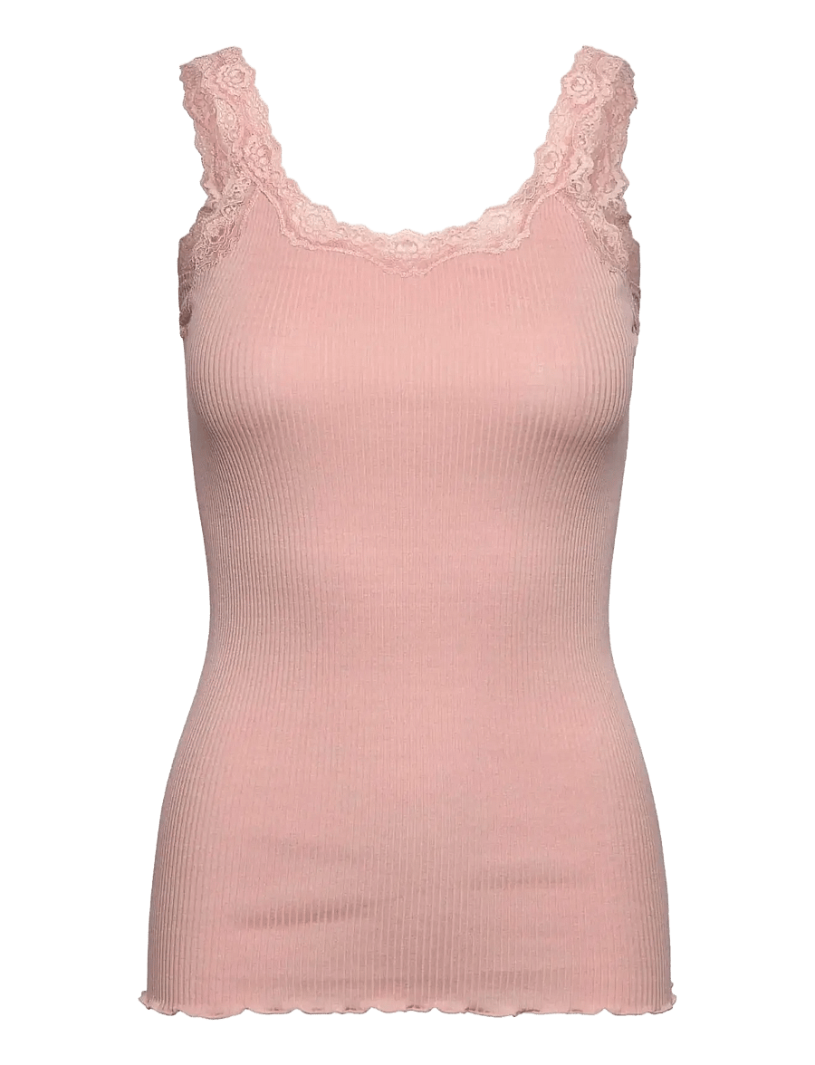 Rosemunde - RWBabette Silk SL Deep Back Lace Top - Ärmellose tops - rose smoke - 0