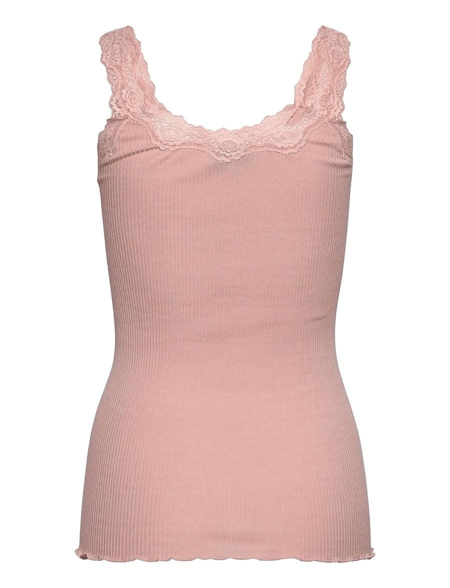 Rosemunde - RWBabette Silk SL Deep Back Lace Top - Ärmellose tops - rose smoke - 1