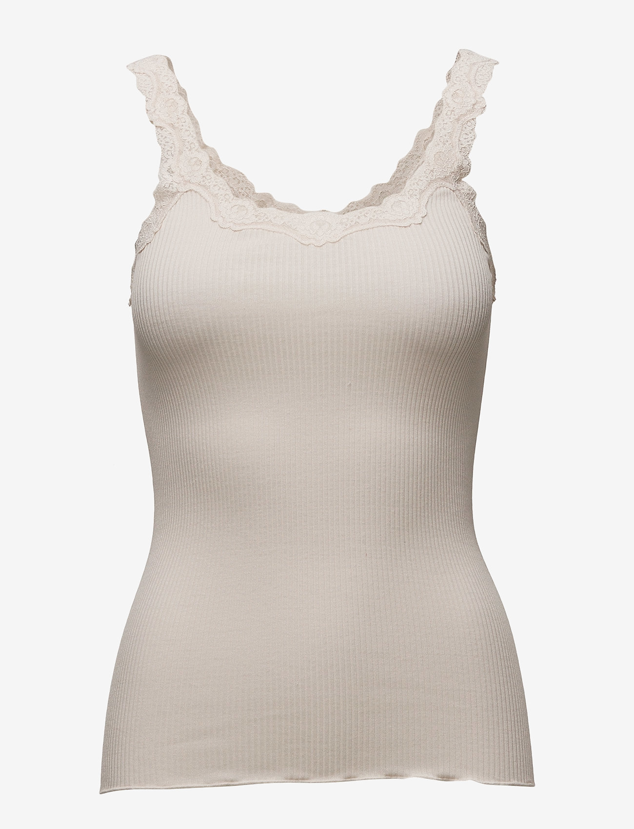 Rosemunde RWBabette Silk SL Deep Back Lace Top - Tanktops - SOFT POWDER / cream