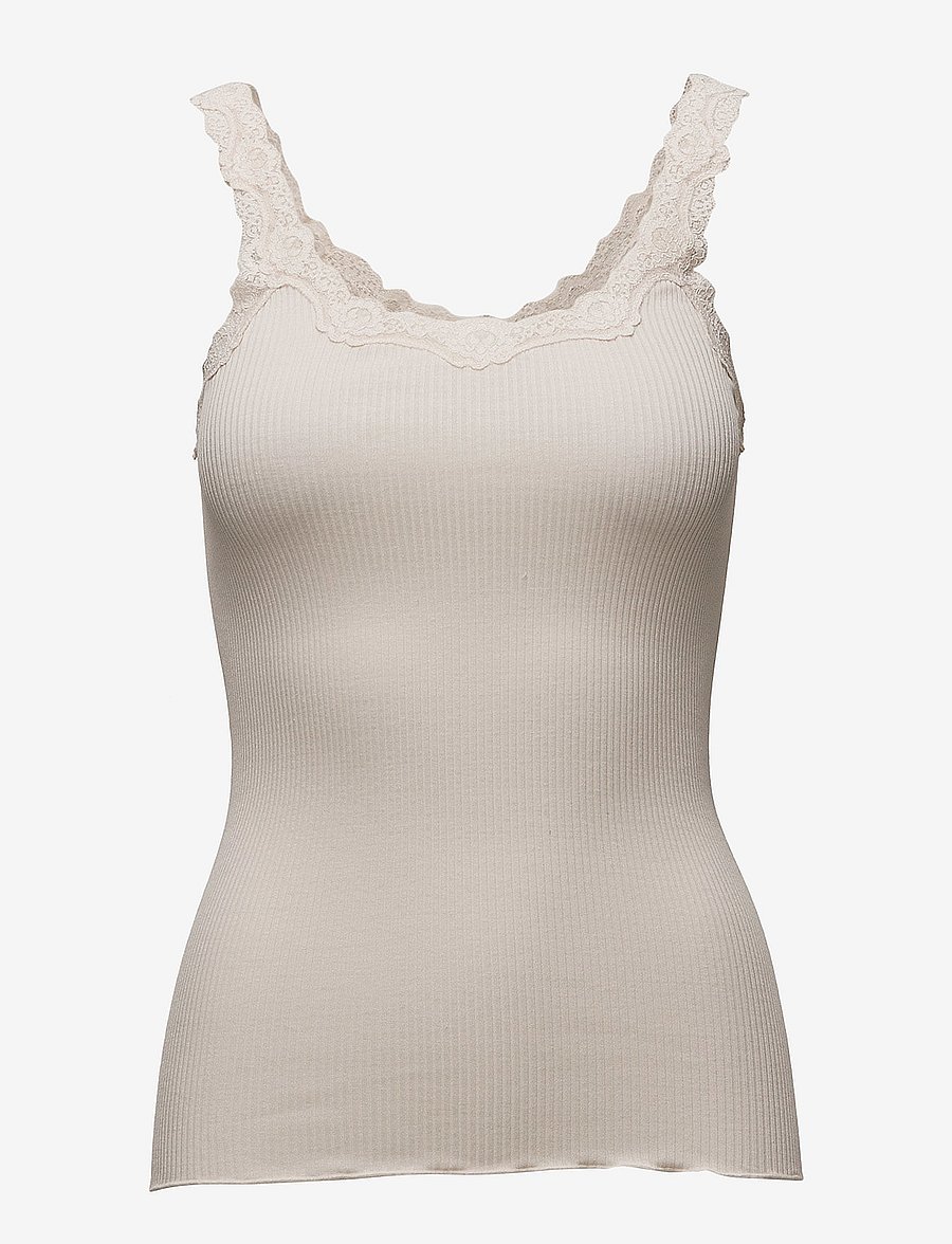 Rosemunde - RWBabette Silk SL Deep Back Lace Top - Ärmellose tops - soft powder - 0