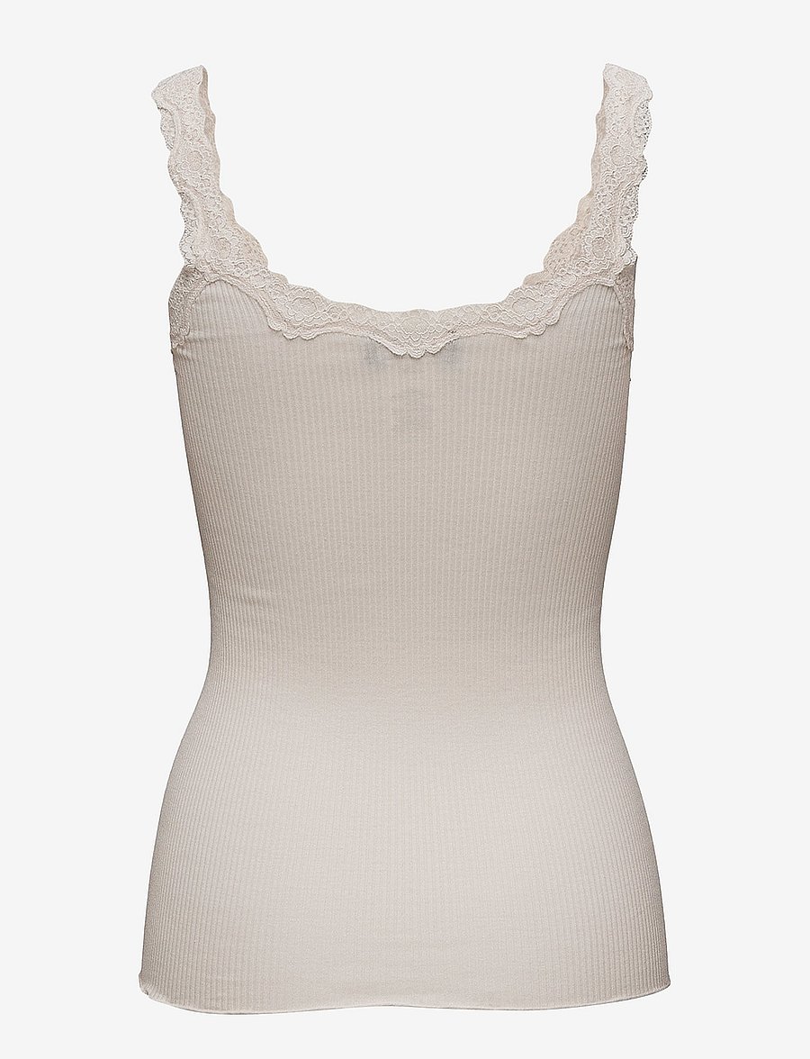 Rosemunde - RWBabette Silk SL Deep Back Lace Top - Ärmellose tops - soft powder - 1