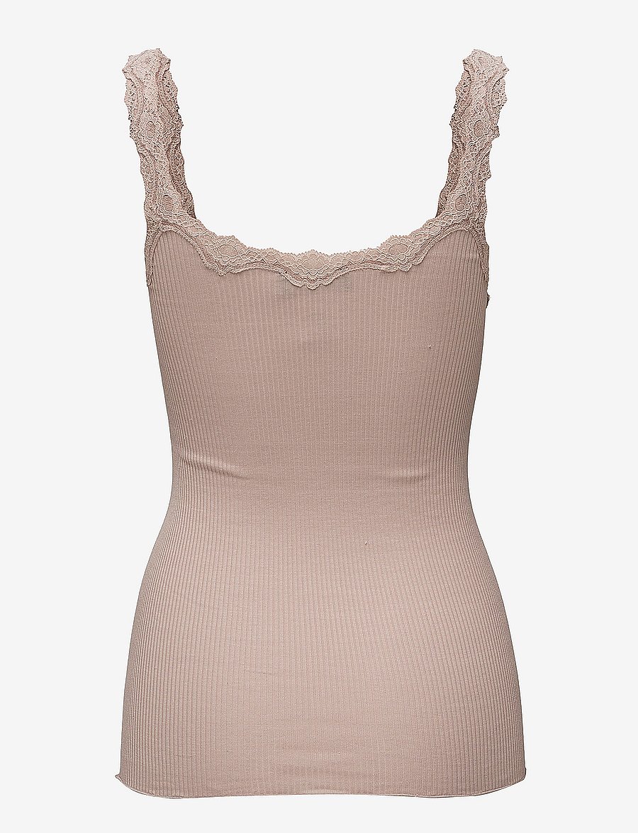 Rosemunde - RWBabette Silk SL Deep Back Lace Top - Ärmellose tops - vintage powder - 1