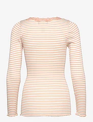 Rosemunde - Silk t-shirt w/ lace - langærmede toppe - ivory peachy rose stripe - 1