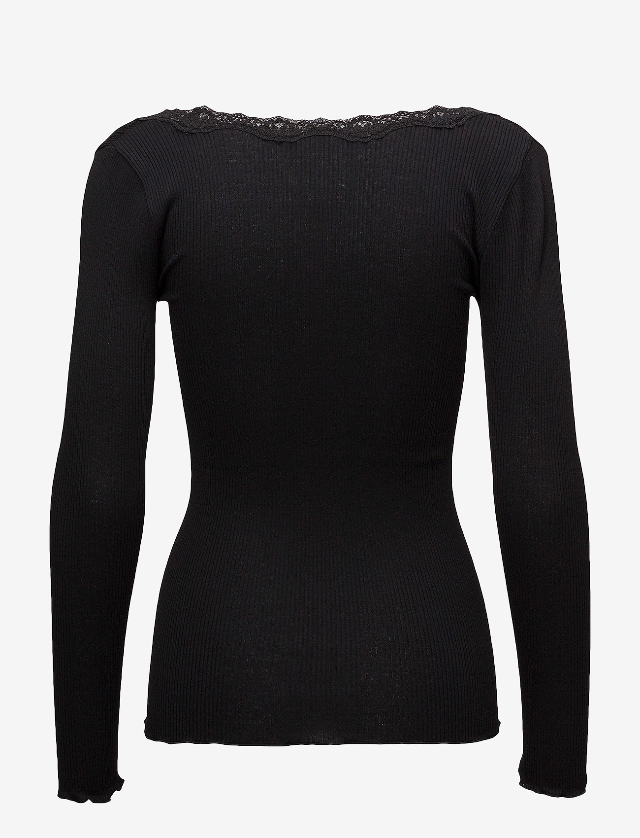 Rosemunde - Silk t-shirt w/ lace - topi ar garām piedurknēm - black - 1