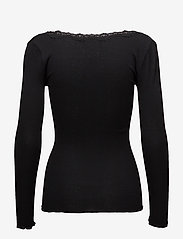 Rosemunde - Silk t-shirt w/ lace - long-sleeved tops - black - 1