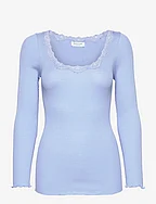 Silk t-shirt w/ lace - BLUE HEAVEN