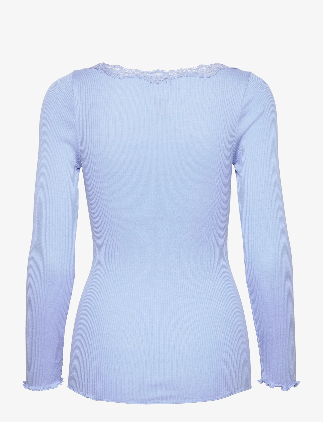 Rosemunde - Silk t-shirt w/ lace - langermede topper - blue heaven - 1
