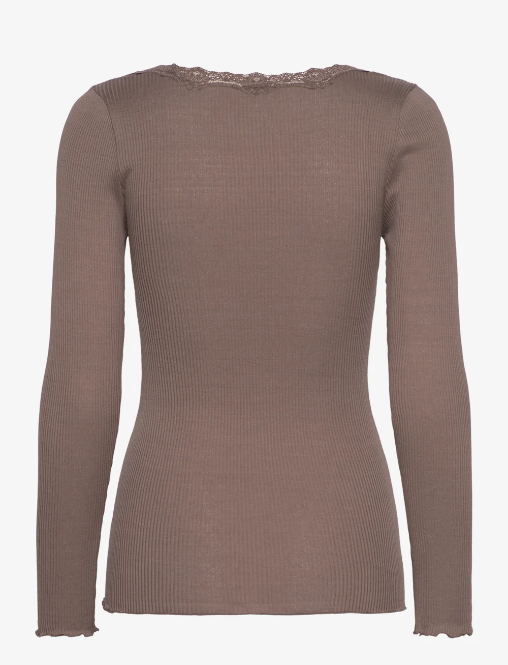 Rosemunde - RWBabette Silk LS U-neck Lace T-shi - langärmlige tops - falcon - 2