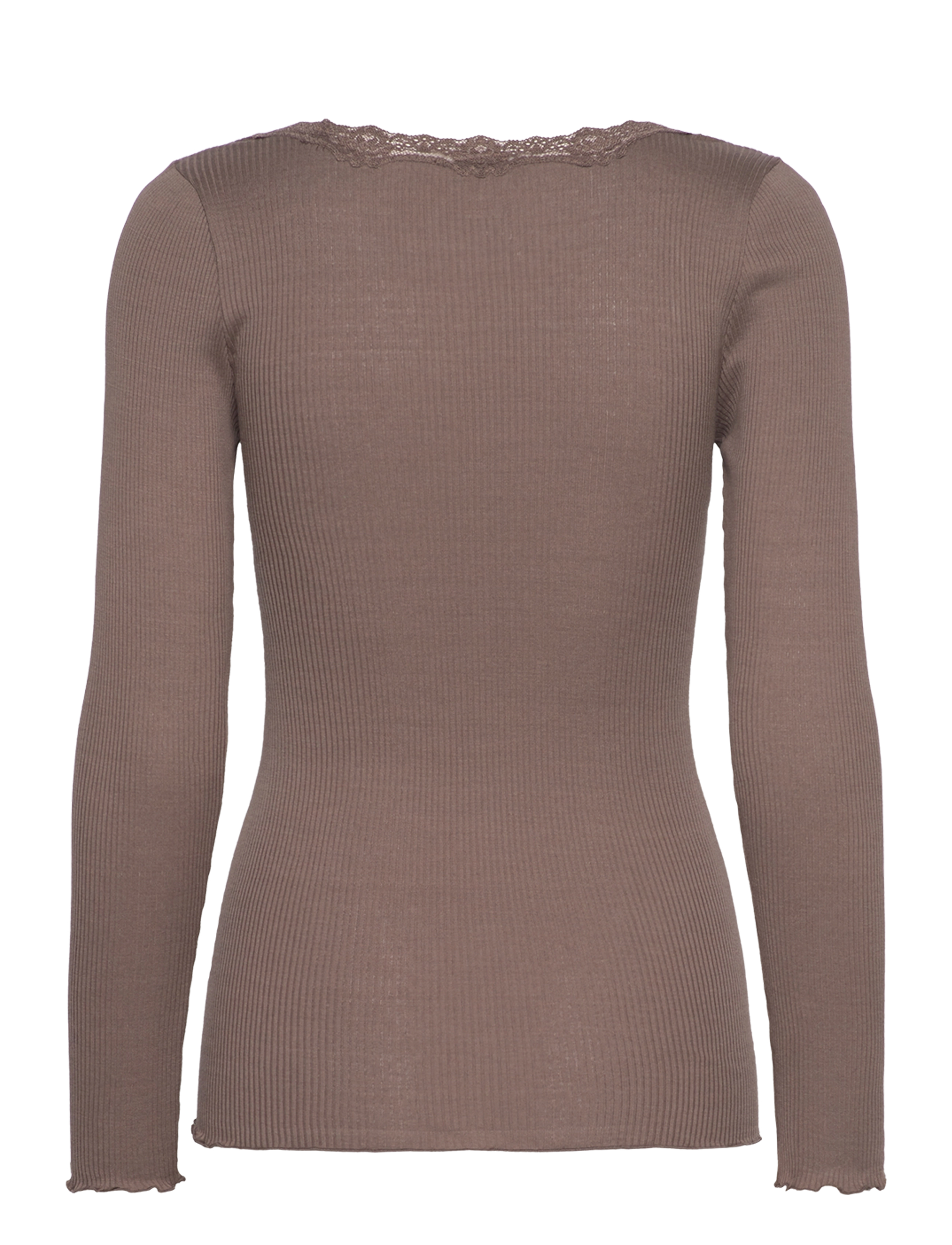 Rosemunde - RWBabette Silk LS U-neck Lace T-shirt - langærmede toppe - falcon - 2