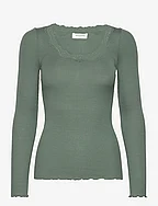 Silk t-shirt w/ lace - FOREST