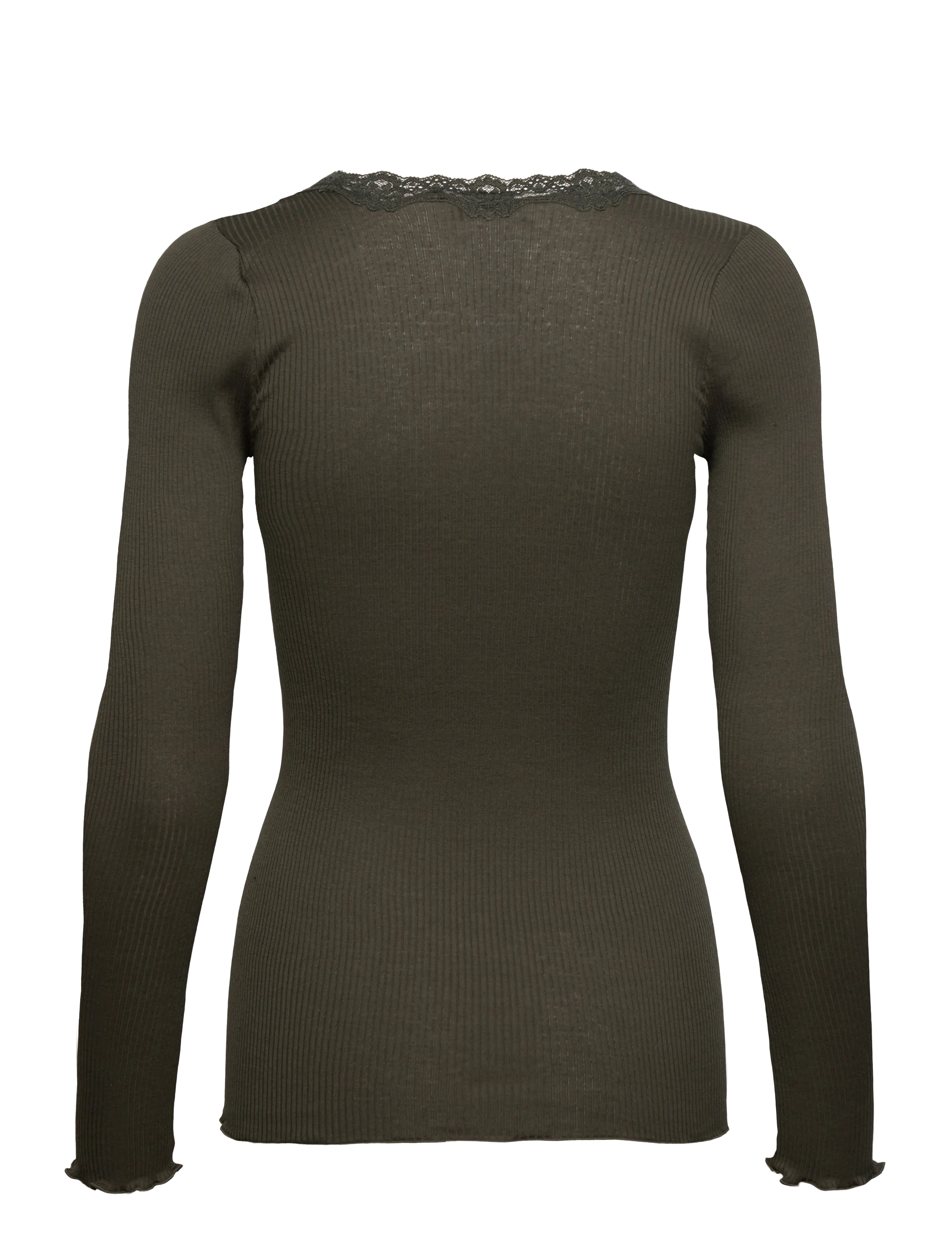 Rosemunde - RWBabette Silk LS U-neck Lace T-shirt - langærmede toppe - forrest night - 1